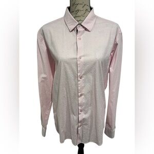 BOHIO Men's Long Sleeve Button-Up Casual Shirt Pink Palm Trees Size Medium